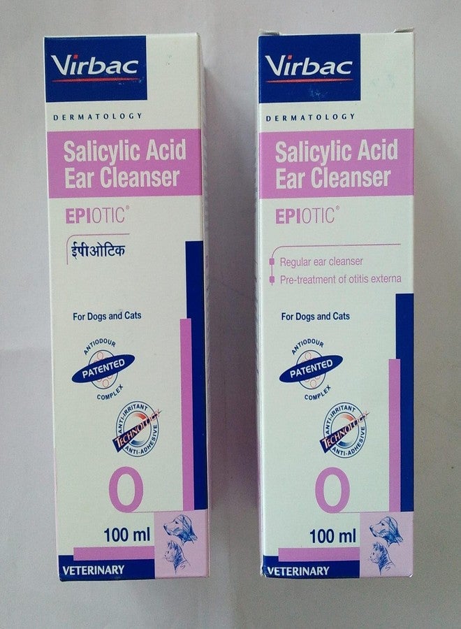 Virbac Epiotic - Ear Cleanser for Dogs and Cats - 100 Ml - Pack of 2 - Image 1